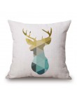 Funda de cojín nórdico geométrico cubre flechas ciervos Elk cojines decorativos para sofá funda de almohada 45*45 Lino Beige fun