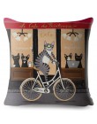 Funda de almohada con diseño de gato y bicicleta de Ride de Ray Conners 45*45 funda de cojín funda de almohada de lino fundas de