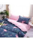 Solsticio de dibujos animados rosa Flamingo ropa de cama juegos 3/4 piezas patrón geométrico cama forros funda nórdica hoja de c