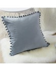 Topfinel funda de almohada de terciopelo suave funda de Cojín cuadrado de lujo almohadas decorativas con bolas para sofá cama co