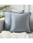 Topfinel funda de almohada de terciopelo suave funda de Cojín cuadrado de lujo almohadas decorativas con bolas para sofá cama co