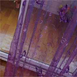 Francés romántico brillante mariposa bordada Voile cortina Panel ventana textil hogar Cortinas de tul para dormitorio Cortinas T