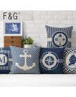 Coussin escandinavo mar barco ancla azul raya brújula barco funda de cojín de algodón Lino funda de almohada casa sofá Decoter C