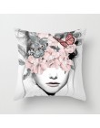 Funda de cojín de señora con estampado abstracto de flores funda de almohada sofá asiento sala de estar accesorios decorativos p