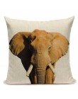 Animal funda de cojín, Serie de decoración para el hogar Tigre elefante mono almohadas cubre funda de almohada de lino para la d