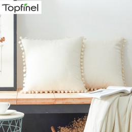 Topfinel funda de cojín de terciopelo suave para el hogar fundas de almohada decorativas de lujo con bolas para sofá cama Coche