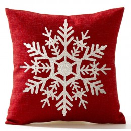 Hermoso copo de nieve en rojo Feliz Navidad regalos Lino funda cojín funda decoración para el hogar 18X18 pulgadas negro Viernes