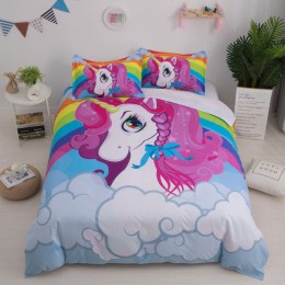 3D unicornio Lindo juego de cama edredón y fundas de almohada tamaño UE/AU/EE. UU. Para niñas