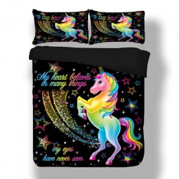 edredones y conjuntos de ropa de cama Conjunto de ropa de cama de unicornio de dibujos animados de LOVINSUNSHINE conjunto de fun