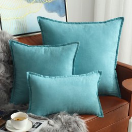 Diseño de borde de hoja de loto funda de almohada de lujo de luz nórdica cojín de cama de gamuza cubre las almohadas decorativas