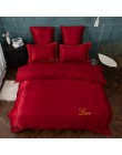 YAXINLAN juego de cama de lujo puro satén seda color puro estilo europeo sábana de cama bordada, funda de edredón funda de almoh