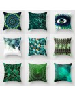Funda de cojín de piel de melocotón serie verde geometría de ojos funda de almohada decorativa abstracta para sofá cama decoraci