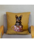 Mini Yorkshire Terrier funda de almohada perro 45*45 funda de cojín súper suave de felpa corta funda de almohadas decoración del
