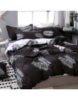 4 unids/set juego de cama con estampado de hojas negras que incluye fundas de edredón y sábanas y funda para almohada juego de c