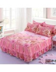 Colcha Floral cama falda antideslizante sábana colcha elegante 3 uds doble encaje funda textil para el hogar + funda de almohada