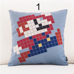 Cojines decorativos juego de dibujos animados de colores funda de cojín de lino de algodón dibujo de Mario decoración del hogar 