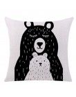 Nuevo Negro y funda para cojín blanco de dibujos animados Cool Panda oso algodón poliéster hogar funda decorativa para almohada 