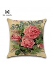 Estampado de flores rosas de país americano 45*45cm funda de cojín de lino almohada de coche decoración del hogar funda de almoh