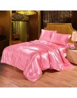 100% juego de cama de seda satinada de lujo juego de cama King Size edredón ropa de cama y funda de almohada para una cama doble