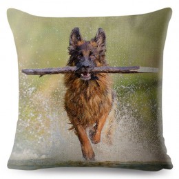 Funda de almohada con estampado de perro alemán 45*45 Fundas de cojín fundas de almohadas de lino fundas de sofá decoración para