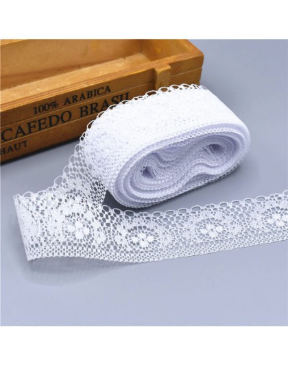 10 yardas de alta calidad hermosa cinta de lazo blanco 40MM recorte de encaje DIY bordado para costura decoración tela de encaje