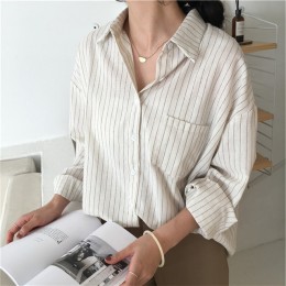 2019 Mazefeng primavera otoño Mujer Camisas a rayas Mujer Oficina señora estilo mujeres camisas moda sólida mangas largas