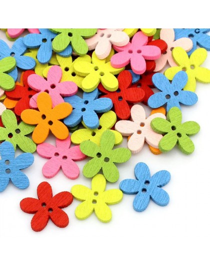 DoreenBeads botones de costura para álbumes de recortes artesanía ropa DIY suministro flor 2 agujeros Color al azar 14x15mm, 20 