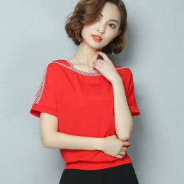 Moda mujer blusa camisa 2019 casual más tamaño de manga corta mujeres tops Blusa de gasa mujer camisa blusas femeninas 0370 30