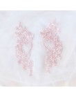 2 piezas blanco rojo Aplique de encaje color azul flor lentejuelas tela de encaje para decoración para accesorios de prendas cos