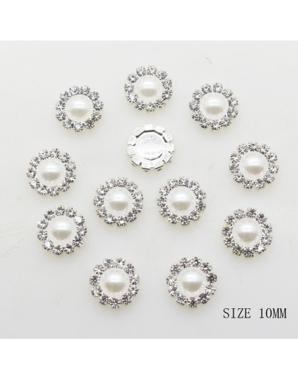 ZMASEY nuevo 10MM moda 10 unids/lote botones redondos de plata Diy perla blanca accesorios decoración Festival diámetro suminist