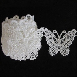 1m Vintage mariposa blanca borde bordado apliques para costura artesanal