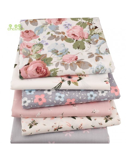 Chainho, 6 unids/lote nueva serie Floral tela de algodón de sarga, tela de Patchwork, costura DIY acolchado Material de cuartos 