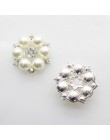 10 unids/set dos colores 25mm flor diamantes de imitación botones perla botón boda decoración Diy aleación diamante Cristal Arco