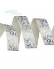(10 yardas/lote) 25mm blanco plata caliente estampado grogrén cinta Regalo boda cintas