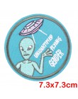 Prajna UFO Alien parches redondos bordados hierro en parches para ropa apliques para calcomanías para chaqueta en insignia para 