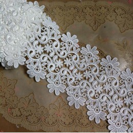 1 metros/lote 10cm de ancho accesorios de costura Soluble en agua aplique de encaje floral encaje blanco bordado Trim