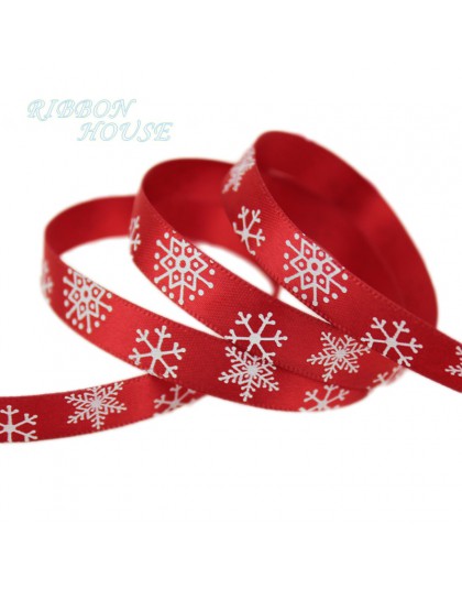 (10 metros/lote) 3/8 "(10mm) copo de nieve estampado rojo cinta de satén cintas de regalo de Navidad