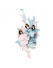 1 unid colorido 3D parches con bordados de flores encaje nupcial costura tela apliques de tul con cuentas DIY vestido de novia