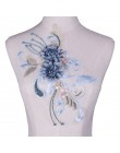 1 unid colorido 3D parches con bordados de flores encaje nupcial costura tela apliques de tul con cuentas DIY vestido de novia