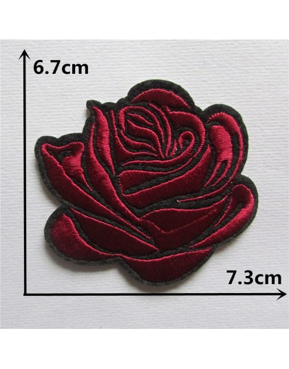 Nuevo rosa roja Rosa adhesivo de fusión en caliente apliques bordado parche para prendas DIY accesorio 1 Uds vender envío gratis