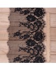 3 metros/lote 24cm ancho moda alta calidad hecho a mano DIY encaje de pestaña negro recorte, tela de encaje chantilly