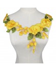 1 Pza 3D tela bordada flor rosa amarilla encaje de venida Aplique de encaje cuello Accesorios