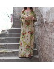EaseHut 2019 nuevo Vintage mujeres Maxi vestido Floral más el tamaño de las mangas largas bolsillos cuello redondo algodón Lino 