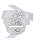 (10 yardas/lote) 25mm Blanco estampado caliente plata lámina grogrén cinta Regalo boda cintas al por mayor