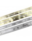 HUADODO 16mm 25mm cintas impresas Feliz Navidad cinta de satén de plata dorada para decoración de Navidad envoltorio de regalo p