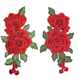 ¡Caliente! Rosa roja bordada parche para coser flor en parche pegatinas para insignia para ropa costura tela suministros de apli
