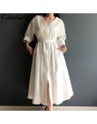 Nuevo 2019 vestidos de mujer de colores de Primavera Verano de algodón de lino elegante señoras plisado largo blanco vestidos cu
