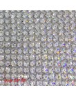 Adorno de diamantes de imitación de cristal Hotfix Strass malla de cristal banda nupcial con cuentas aplique en rollo para vesti