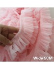 5CM de ancho doble capas 3D plisado tela de encaje de malla volantes ribete bordado cuello cinta costura ropa falda Material de 