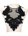 Flor negro bordado Collar Venecia encaje flores escote cuello apliques Trim y tela de encaje suministros de costura